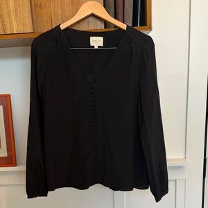 Sezane Black Silk Blouse